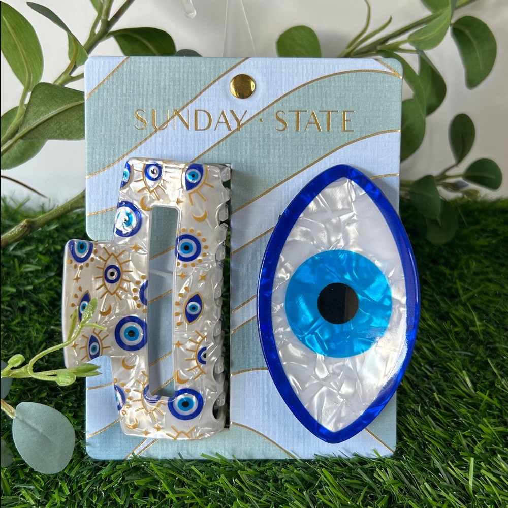 NIP Sunday State Evil Eye Hair Clips (Set of 2)